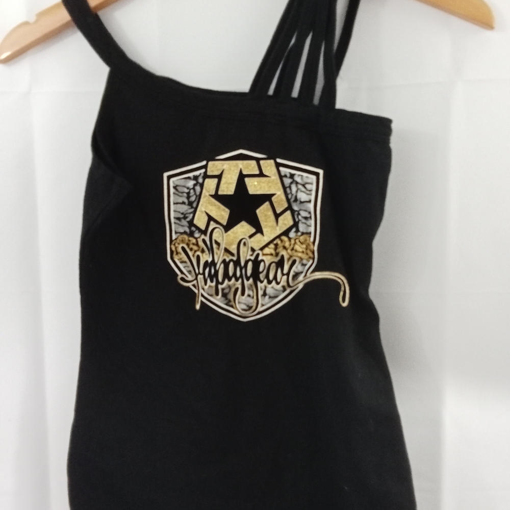 Black Tank Top with Gold Graphic